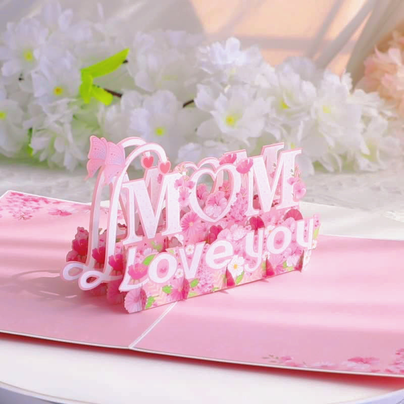 Mother's Day Greeting Card with Envelope & "I LOVE YOU MOM" 3D Folding Message - Heartfelt Gift for Mom Mother's Day