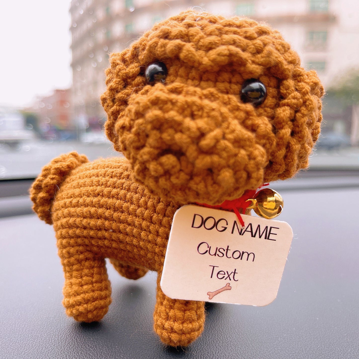 手作りかぎ針編み 虹の橋のペットメモリアル・プードル|写真・名入れ可|オーダーメイドあみぐるみ|ペットロスの方へ|犬・猫の思い出を形に|お悔やみギフト