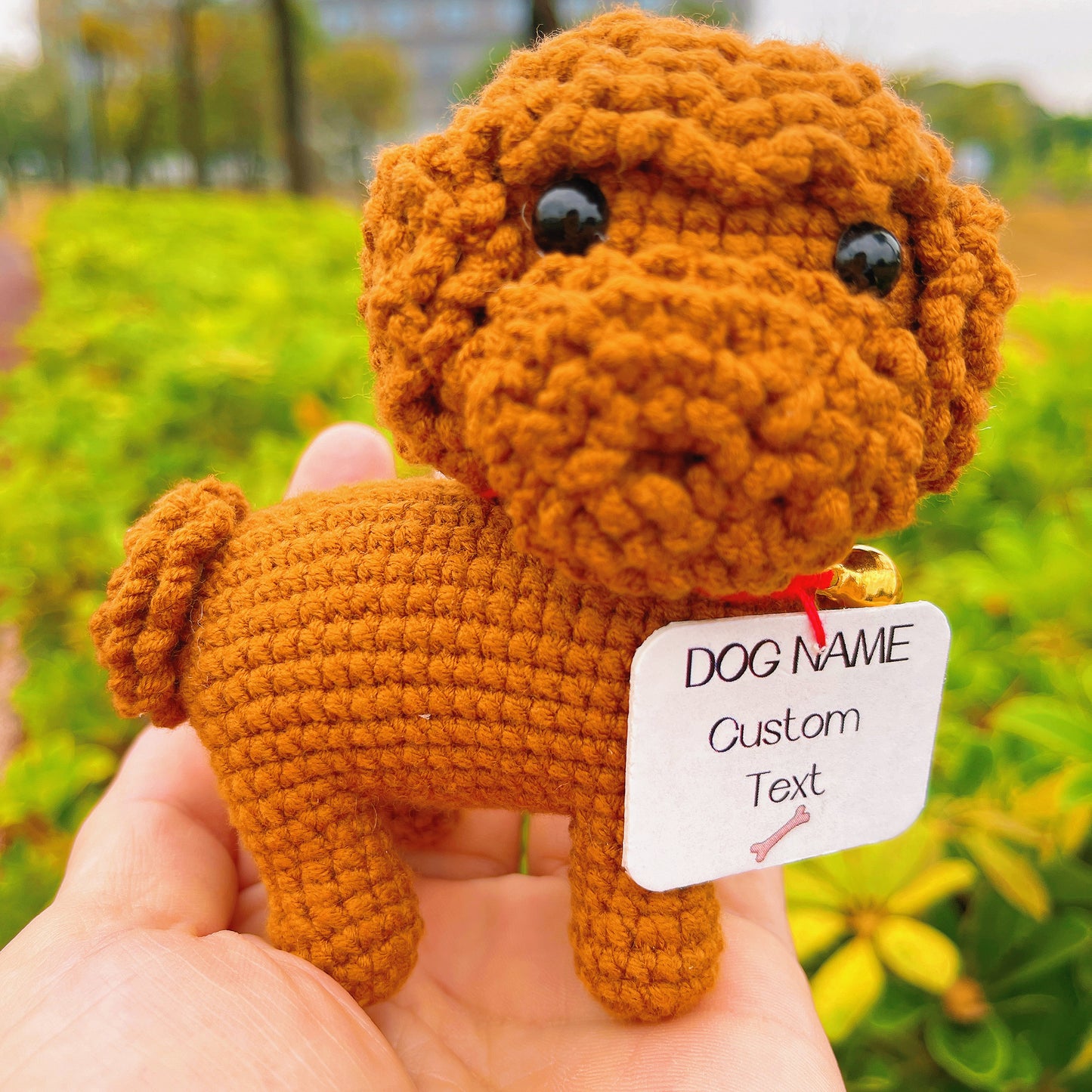 手作りかぎ針編み 虹の橋のペットメモリアル・プードル|写真・名入れ可|オーダーメイドあみぐるみ|ペットロスの方へ|犬・猫の思い出を形に|お悔やみギフト