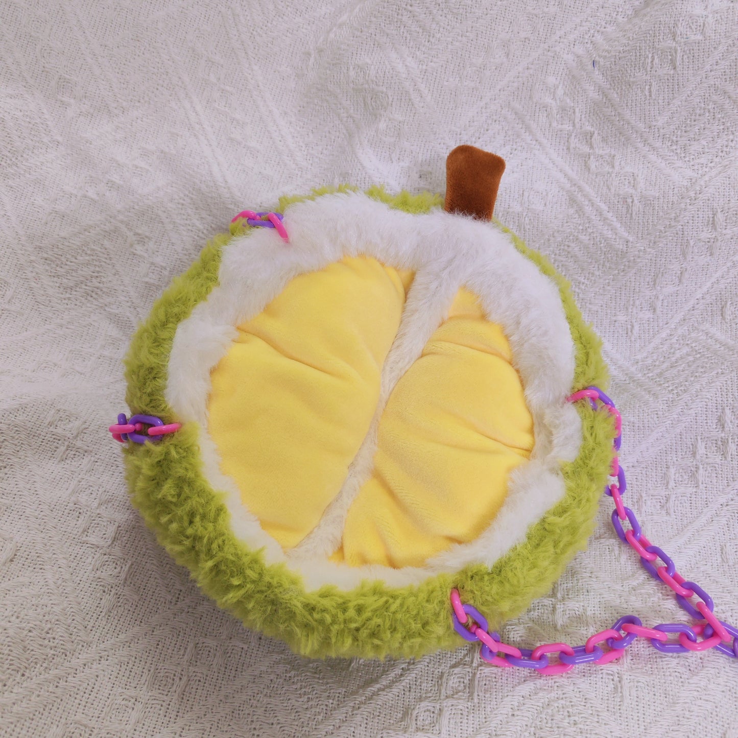 Crafted Green-Yellow Parrot Bird Durian Design Nest with Hooks & Plastic Chains, Hanging Birdhouse for Cage, Cotton-Filled Half-Moon Shape, Comfy Sleeping Spot for Pet Birds