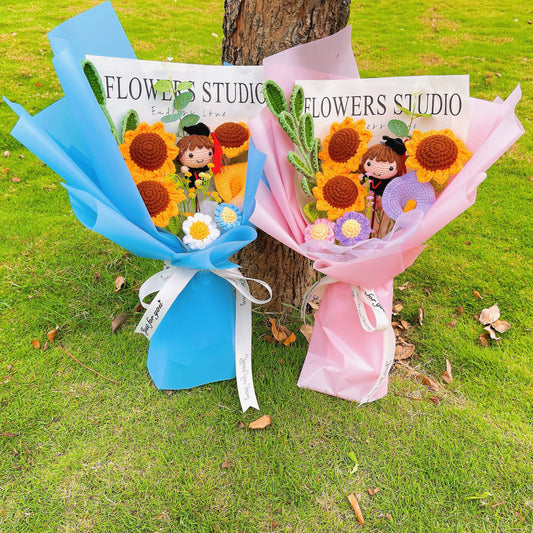 手工鉤織畢業花束 - 高中畢業季禮物與難忘的畢業照攝影道具