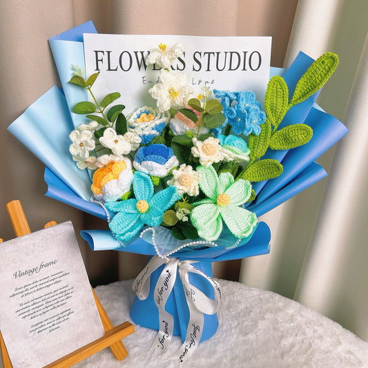 手工鉤織花卉混合花束 - 色彩繽紛且獨具特色,適合任何場合的絕佳禮物