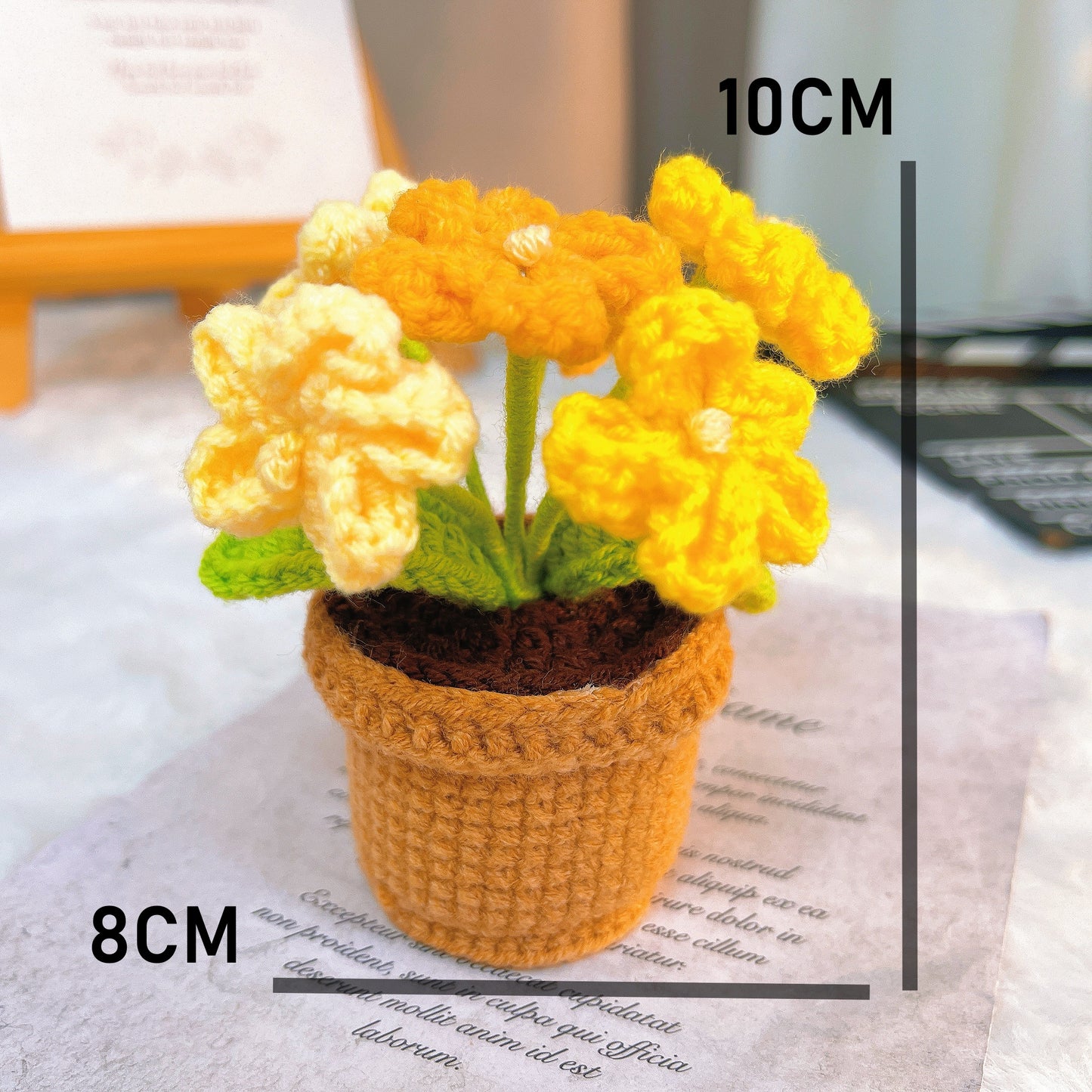 手作りかぎ針編み 「思い出色の忘れな草」手編みプランター|グラデーションカラー|枯れないお花|記念日・誕生日ギフト 永遠の贈り物 花粉症対策・アレルギー対応