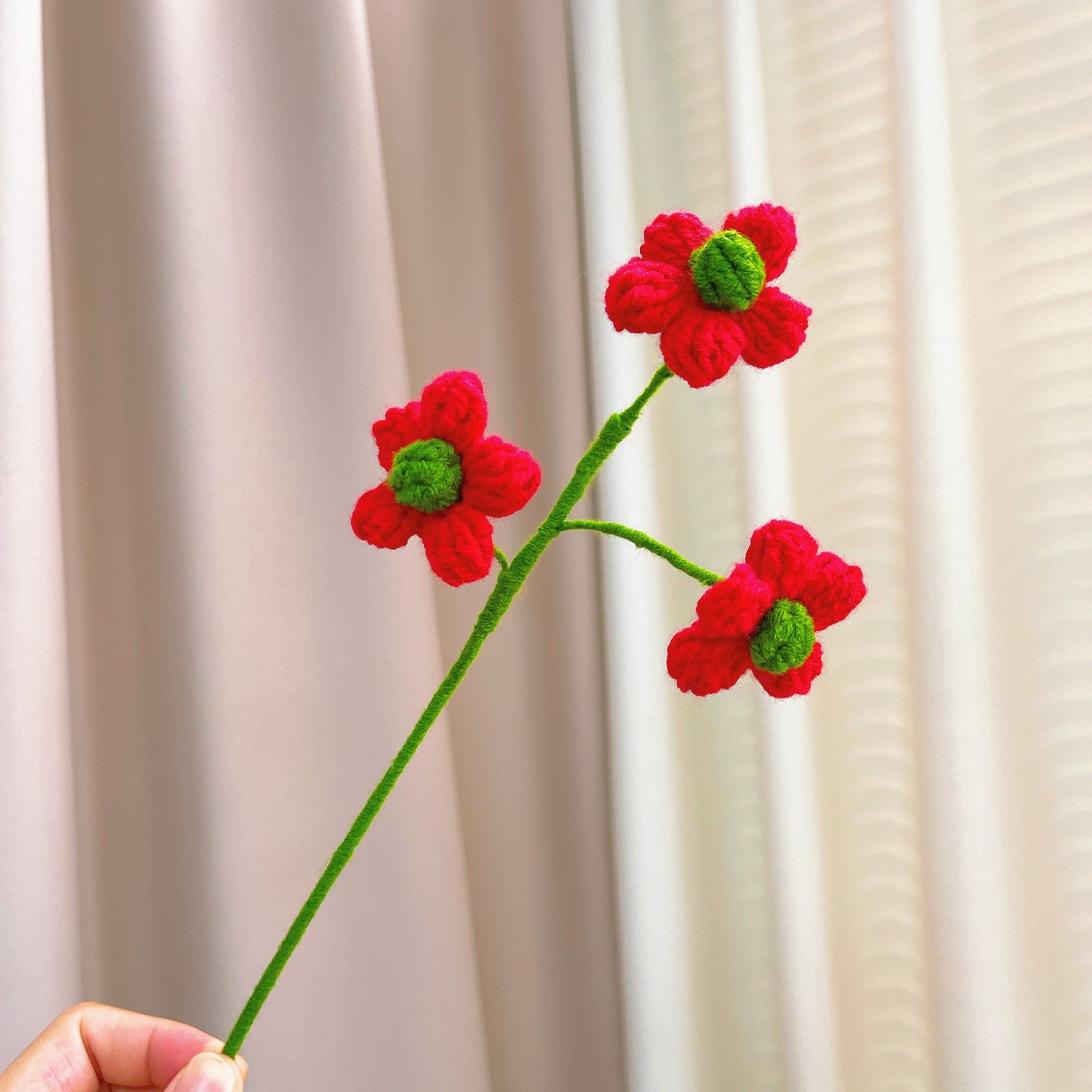 Christmas Crochet Flower Bouquet with LED Lights - Handmade Amigurumi Holiday Arrangement Featuring Poinsettia, Roses, Eucalyptus, Baby's Breath, and Cotton - Allergy-Free Forever Blooms for Christmas Decor, Gift, or Home Decor