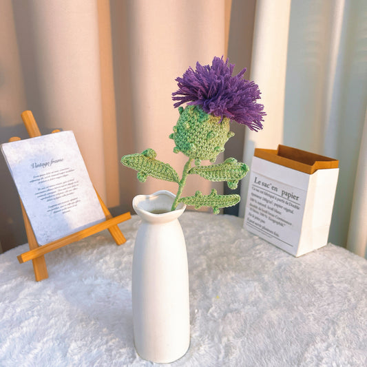 手作鉤織|蘇格蘭薊花|超擬真深紫色人造花|不過敏布花,居家佈置、婚禮、蘇格蘭主題派對、送禮首選