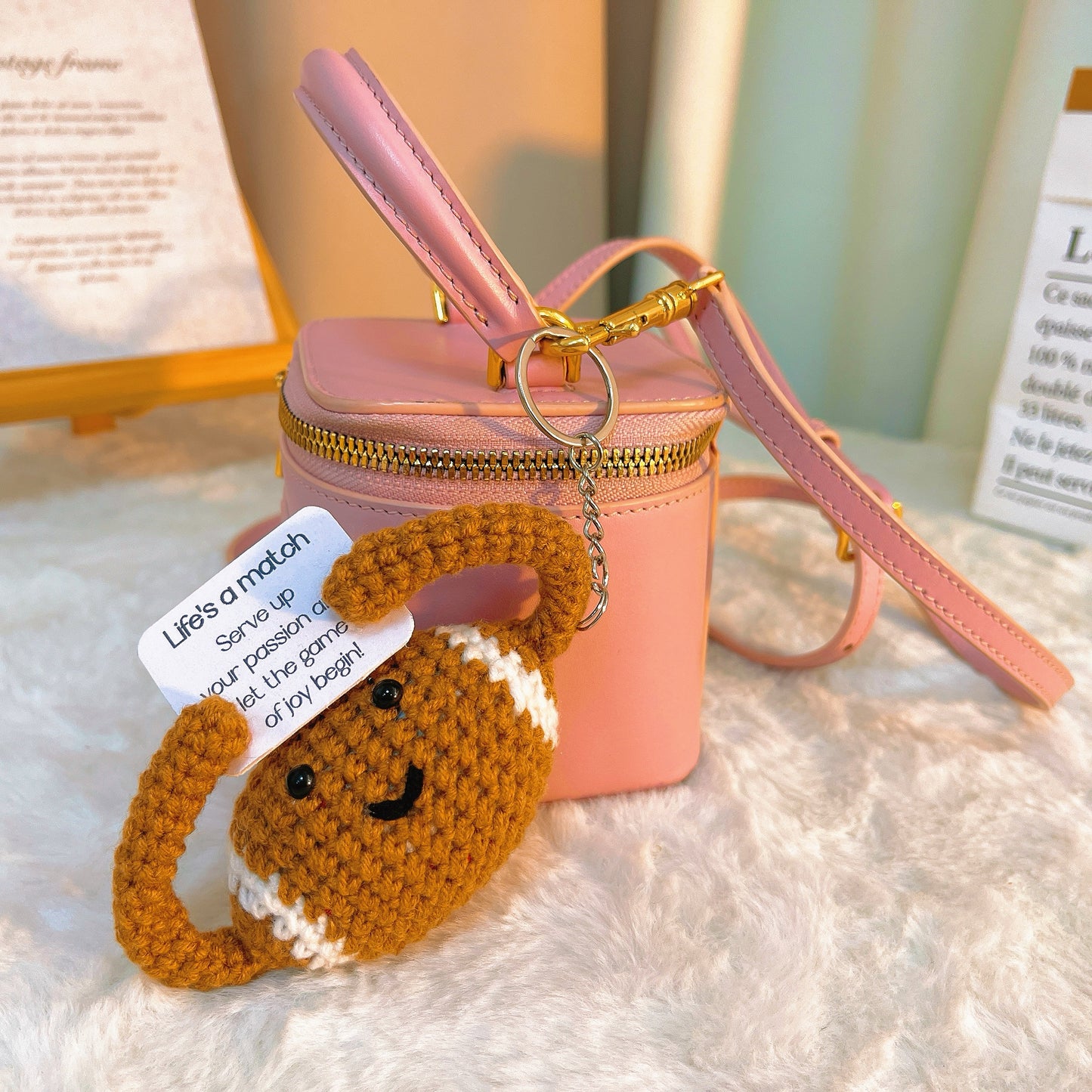 手工鉤針運動球類鑰匙圈——籃球、棒球、美式足球、網球 - 可客製化祝福語的禮物 - 專為運動愛好者、生日、節日及特殊場合打造