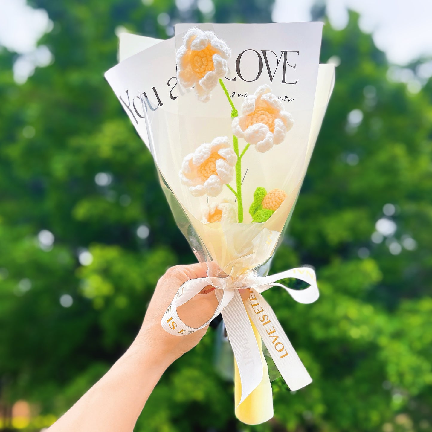 11月出生月菊花花束-手工鉤編單莖媽媽生日插花驚喜慶典