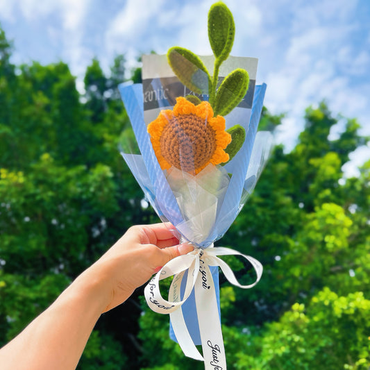 暖陽祝福手鉤向日葵花束 - 活力手作向日葵,低過敏初見禮,新居落成/畢業/康復祝福首選