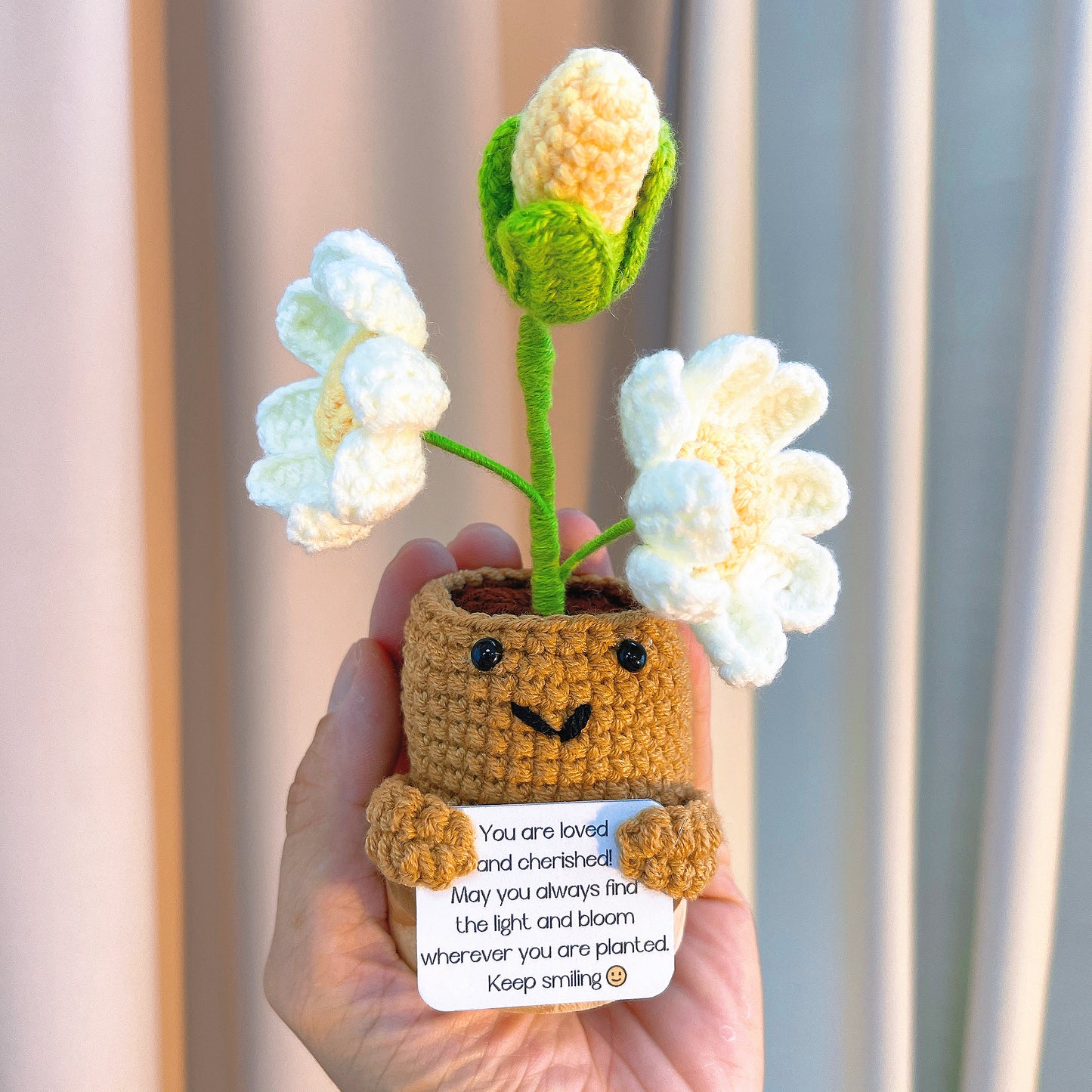 November Birth Month Chrysanthemum Bouquet - Hand-Crocheted Single Stem Mum Birthday Flower Arrangement Surprise Celebration