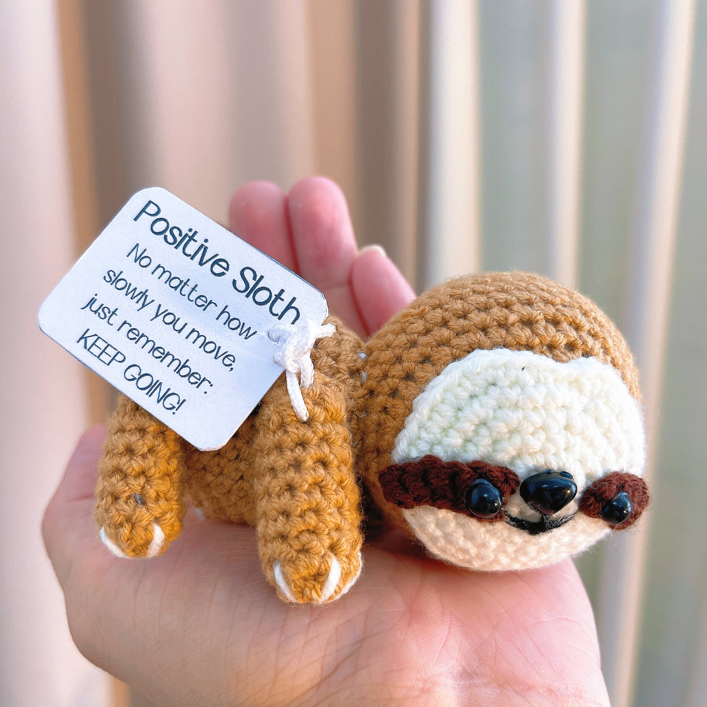Crochet Sloth Plushie - White Face & Light Brown Body Sloth with Flower Bouquet Accessory, Hypoallergenic Gift for Animal Lovers, Baby Shower, Birthday, Christmas Decoration
