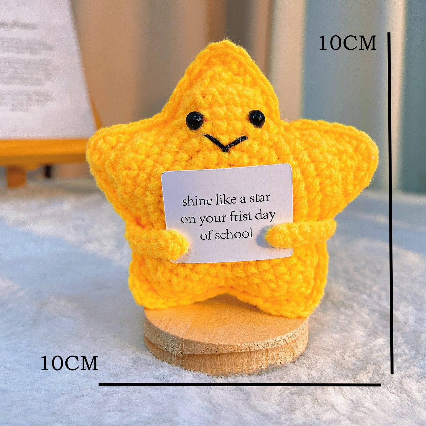 Crochet Star and Moon with Customizable Text, First Day of School Card, Nursery, Kindergarten Graduation Gift, Back to School, Teacher Student Gift