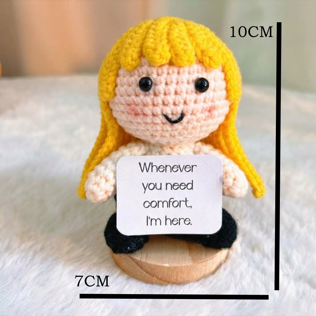 Crochet Emotional Supportive Doll with Customizable Card, Handmade Emotional Comfort Gift for Him Her, Valentine's Day, Birthday, Get Well Soon, Thinking of You, Anniversary, Christmas