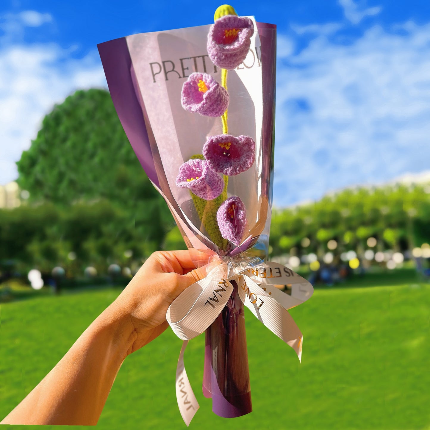 五月誕生花鈴蘭花束-手工鉤編單莖生日花