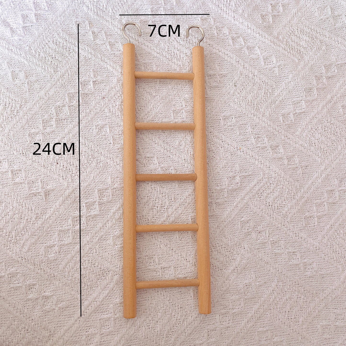 Wooden Perch Ladder Toy for Parrots - Climbing and Entertainment for Birds - 2 Hooks for Easy Cage Attachment Parakeet/Budgie, Cockatiel, Finch, Lovebird, Monk Parakeet, Dove, Parrotlet, Sparrow
