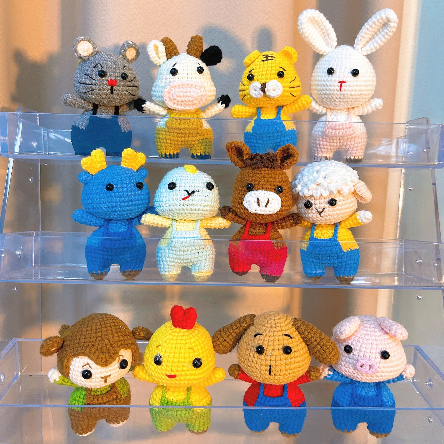 手作鉤針生肖玩偶-客製化鼠、牛、虎、兔、龍、蛇、馬、羊、猴、雞、狗、豬