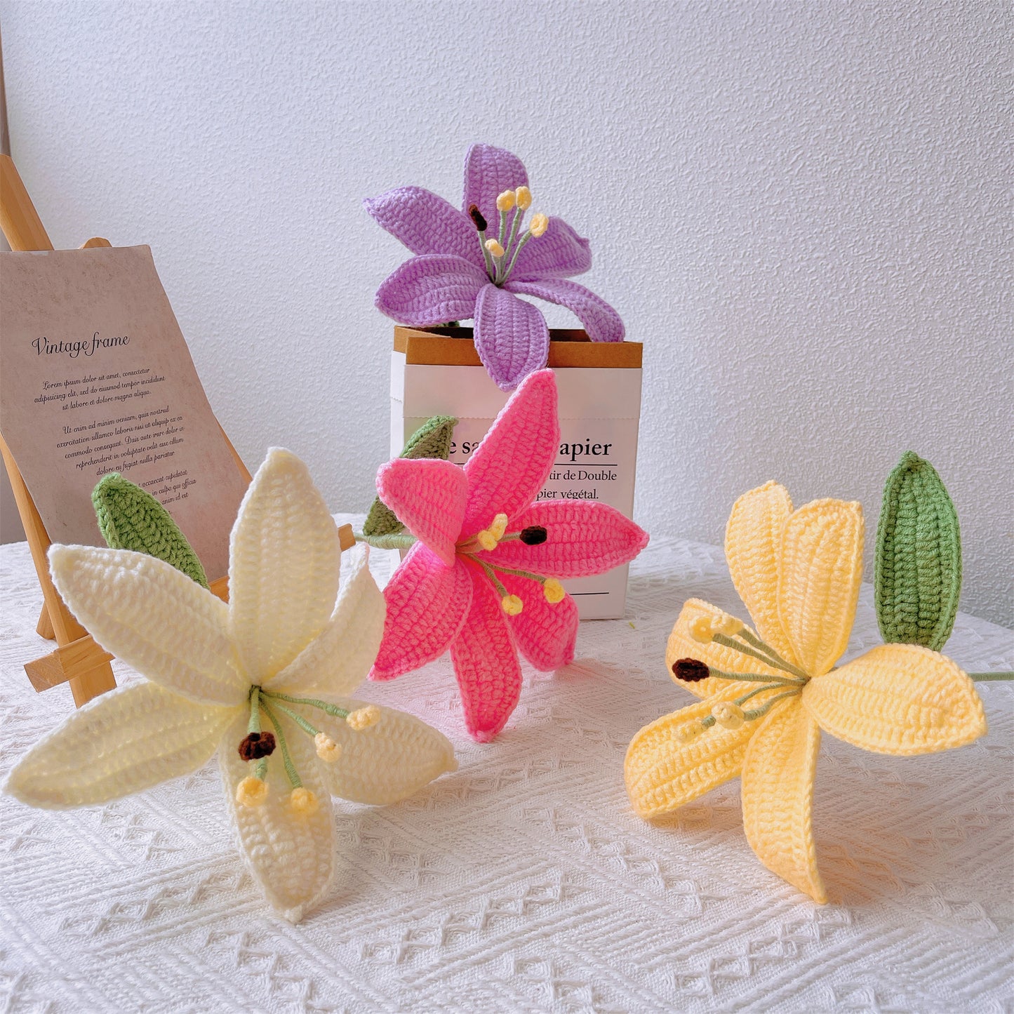 優雅花姿:手工鉤織巨型百合園藝插針,打造尊貴花園裝飾