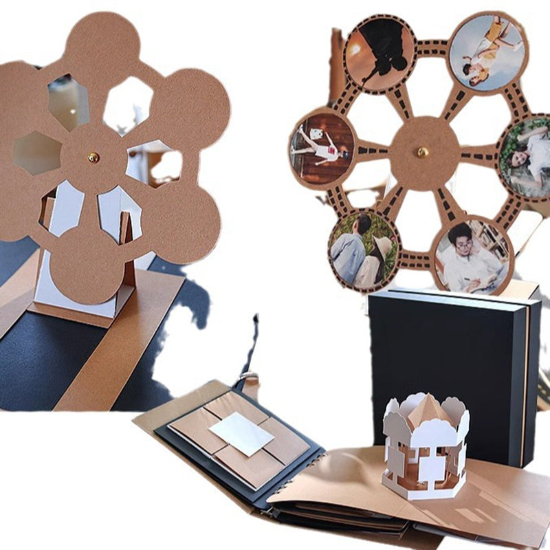 Handmade Interactive 3D Pop-Up Scenic Scrapbook Album - DIY Memory Book Kit with Gift Box, Photo Corners, Stickers & Craft Supplies - Christmas, Wedding, Anniversary, Birthday Keepsake