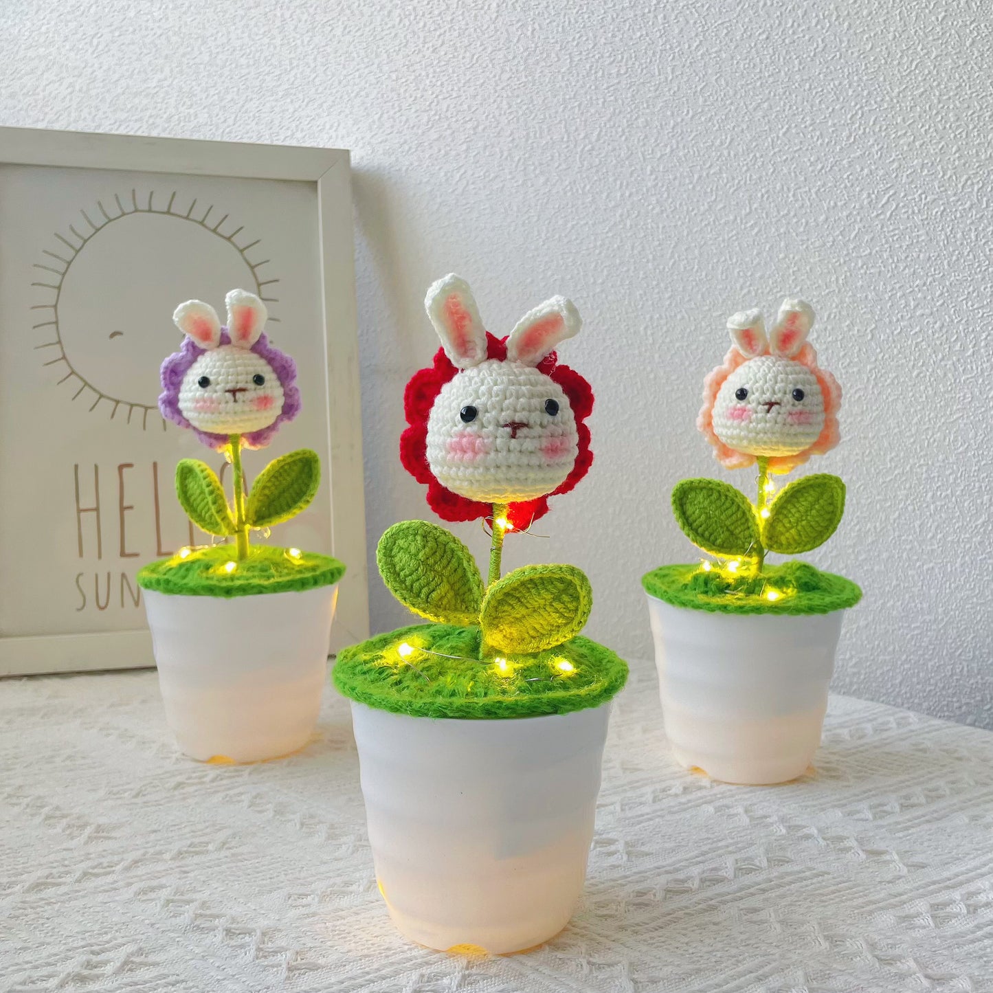 Handmade Crochet Bunny Head Plant - Cute Animal Planter - Adorable Home Decor - Perfect Gift for Kids and Animal Lovers - Handcrafted