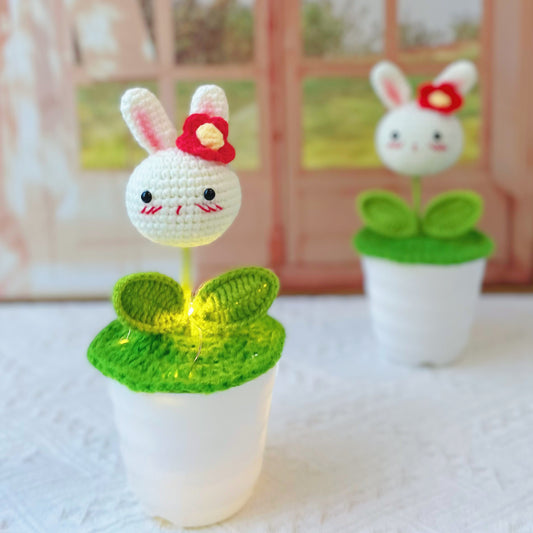 手工小兔子花盆 - 復活節可愛動物造型盆栽 - 迷人家居裝飾 - 送孩子和動物愛好者的完美禮物 - 手工精製