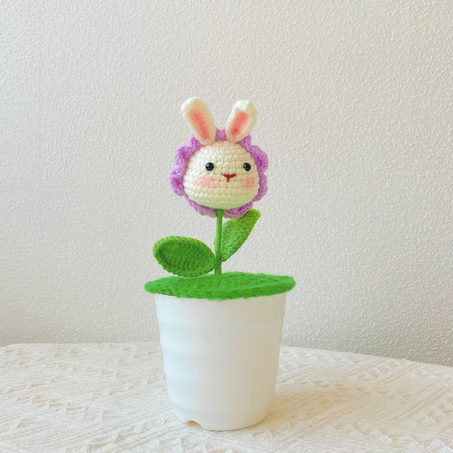 Handmade Crochet Bunny Head Plant - Cute Animal Planter - Adorable Home Decor - Perfect Gift for Kids and Animal Lovers - Handcrafted