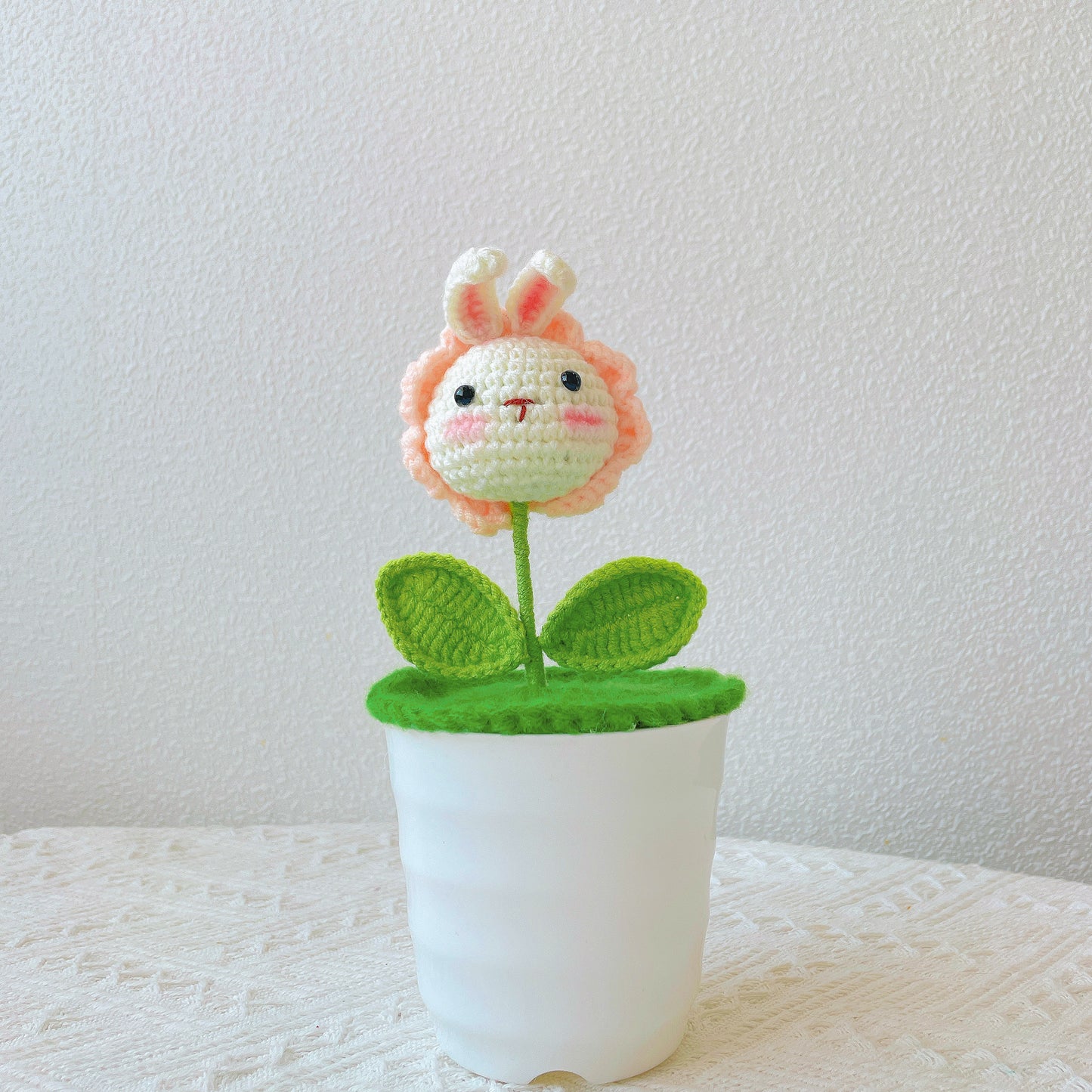 Handmade Crochet Bunny Head Plant - Cute Animal Planter - Adorable Home Decor - Perfect Gift for Kids and Animal Lovers - Handcrafted
