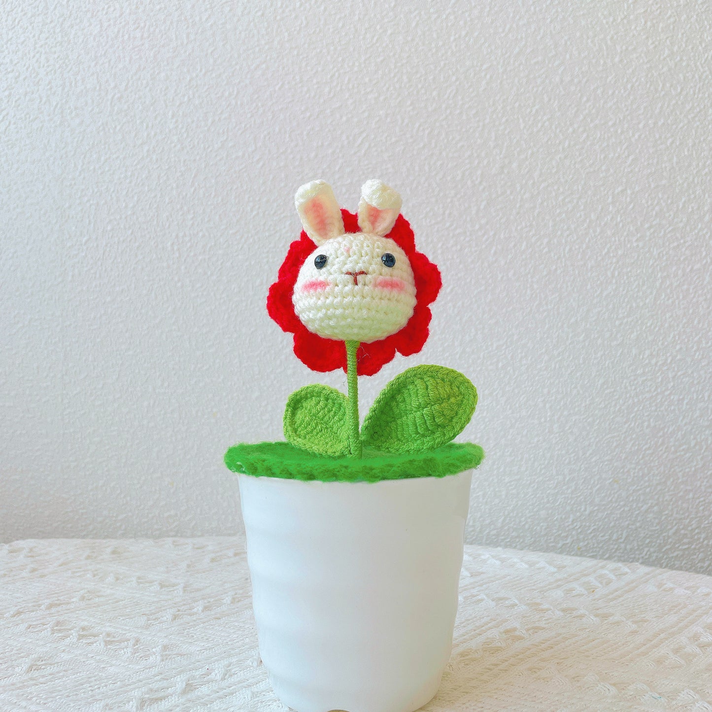 Handmade Crochet Bunny Head Plant - Cute Animal Planter - Adorable Home Decor - Perfect Gift for Kids and Animal Lovers - Handcrafted