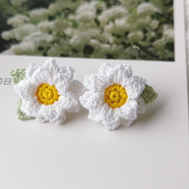 Sunflower Crochet Earrings & Rings - Handmade Lace Thread Micro Crochet Floral Ear Hooks, Studs, Dainty Rings - Hypoallergenic Flower Jewelry, Gift for Women, Boho Chic Accessories