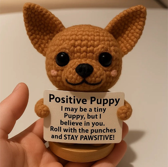 Handmade Crochet Dog Figurine with Wooden Base - 6 Adorable Dog Breed Design French Bulldog, Dachshund, Beagle, Chihuahua, Labrador Retriever, with Customizable Message, Gift for Dog Lovers, Birthdays, Christmas, Weddings, Housewarming