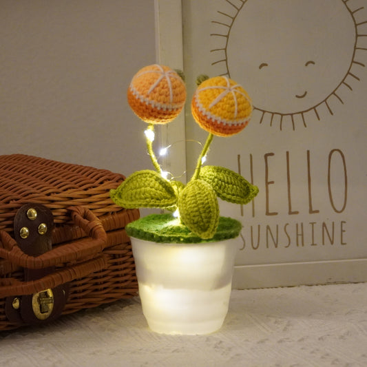 手工製作柑橘造型鉤針編織盆栽 - 可愛家居裝飾 - 逼真仿真植物 - 送植物愛好者的完美禮物 - 手工精製