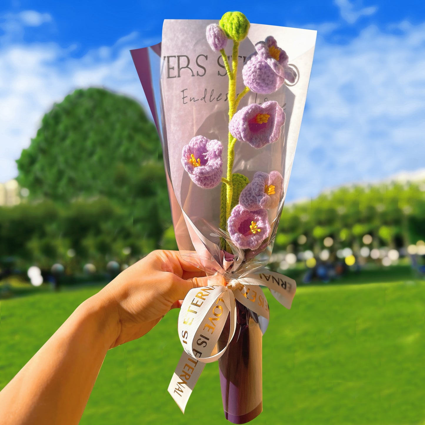 五月誕生花鈴蘭花束-手工鉤編單莖生日花