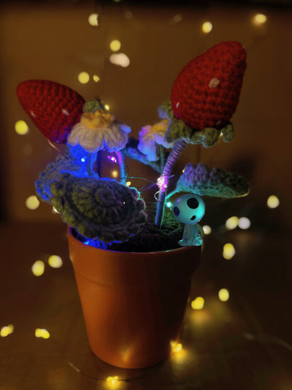 Handgefertigte Erdbeer-Häkeltopfpflanze – süße Heimdekoration – perfektes Geschenk für Pflanzenliebhaber – realistische Kunstpflanze mit sanftem Glanz – handgefertigt