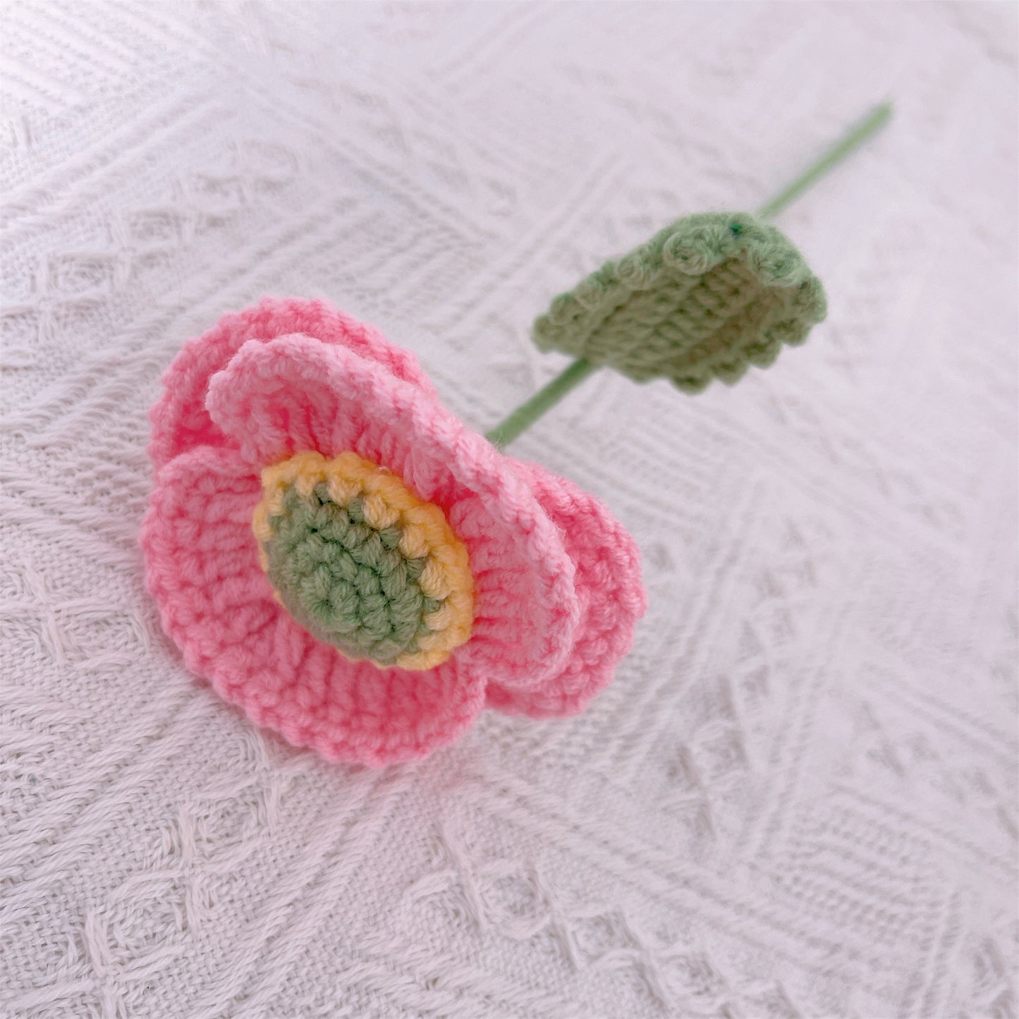 Handmade Crochet Lily Poppy Flower Bouquet - Daisies- Hypoallergenic, Pollen-Free, Artificial Forever Blooming Flowers Gift Birthday, Wedding, Anniversary, Mother's Day, Get Well Soon, Valentine's Day, Housewarming - The Bloom Crafter
