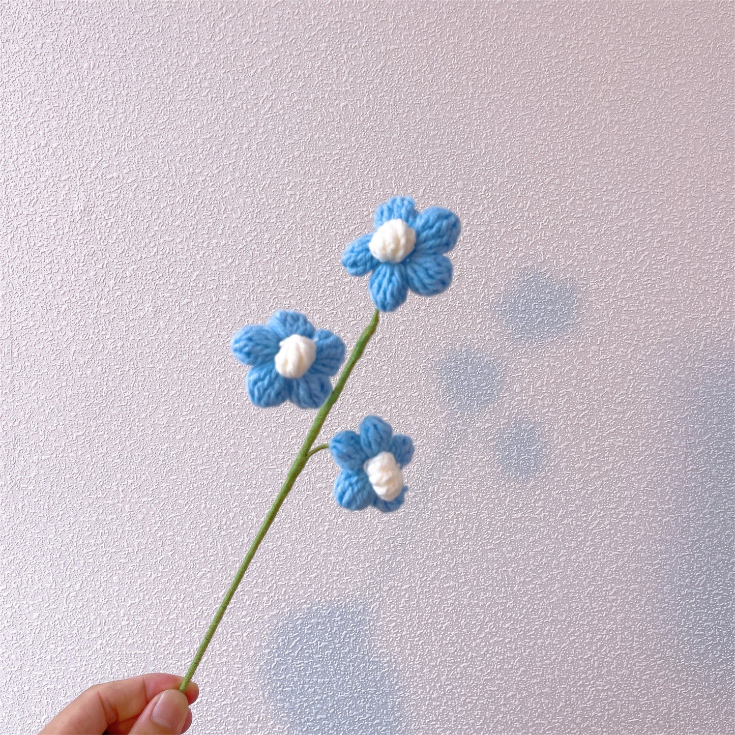 Handmade Crocheted Blue Roses and Puff Flower Bouquet - The Bloom Crafter