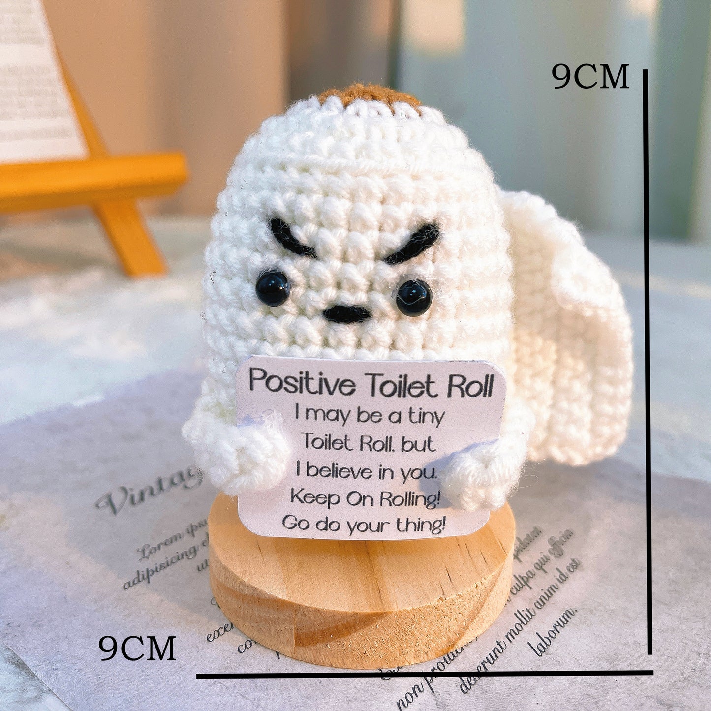 Crochet Toilet Paper Roll with Customizable Card, Handmade Funny Bathroom Novelty Gift for Friends, Positive Toilet Roll Joke, White Elephant, Gag Gift