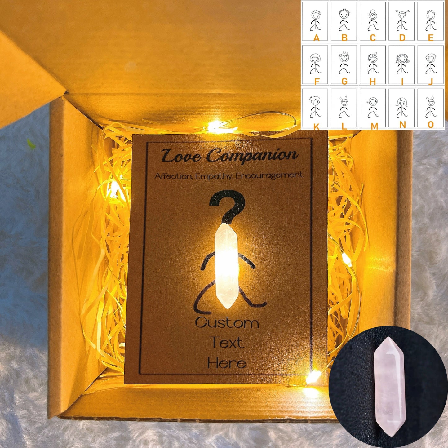 客製化頭像水晶祝福小夥伴 - 6句正向肯定語)任選,15款頭像可供挑選,個人化靈性禮物,象徵親情、智慧、療癒的紫水晶,以及帶來幸運能量的護身符