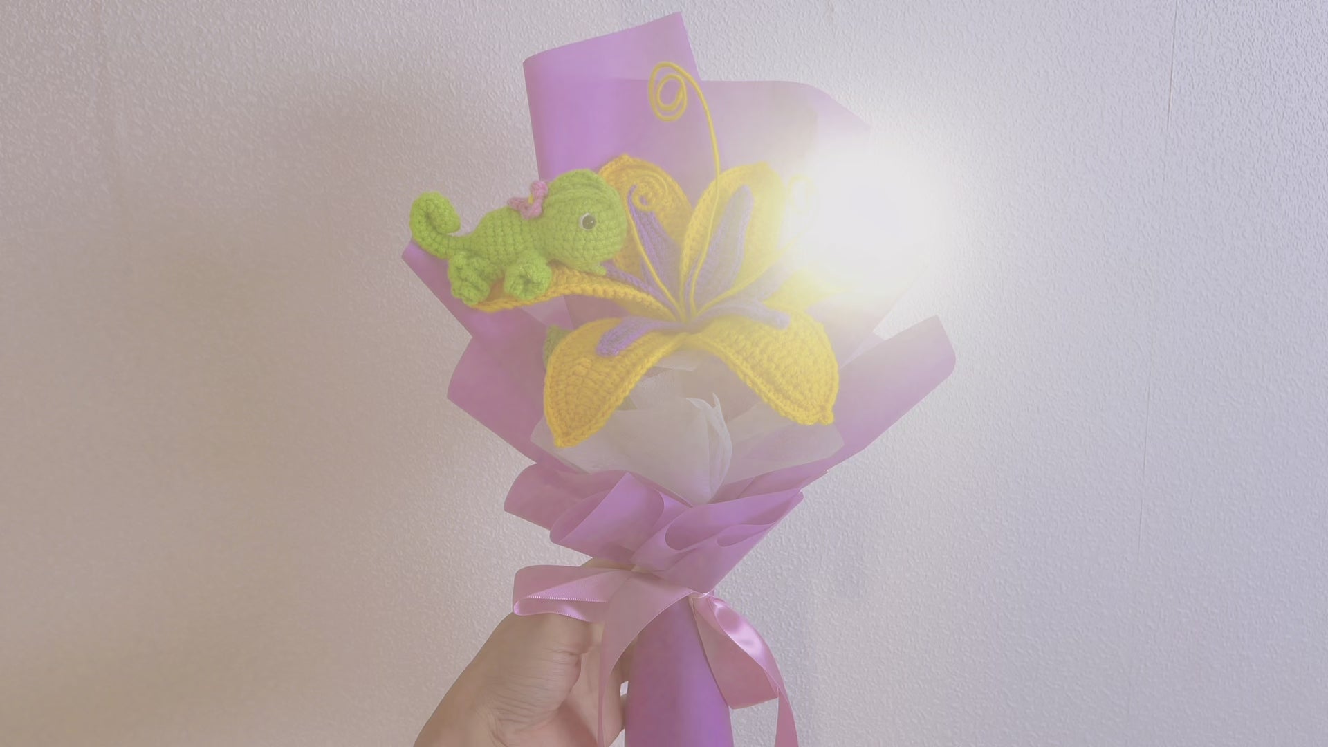 Crochet Sundrop Chameleon Flower Stake Bouquet Tangled Rapunzel Inspired