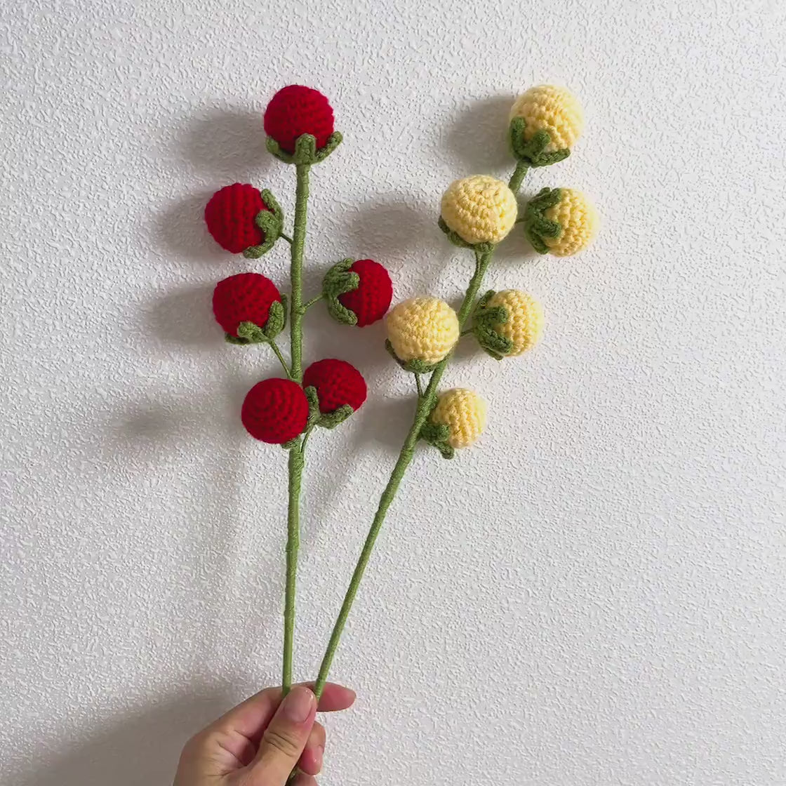 Whimsical Crochet Flower Stakes Collection for Enchanting Garden Decor - Strawberry, Tomato Vine, Giant Chrysanthemum Design - Gardeners