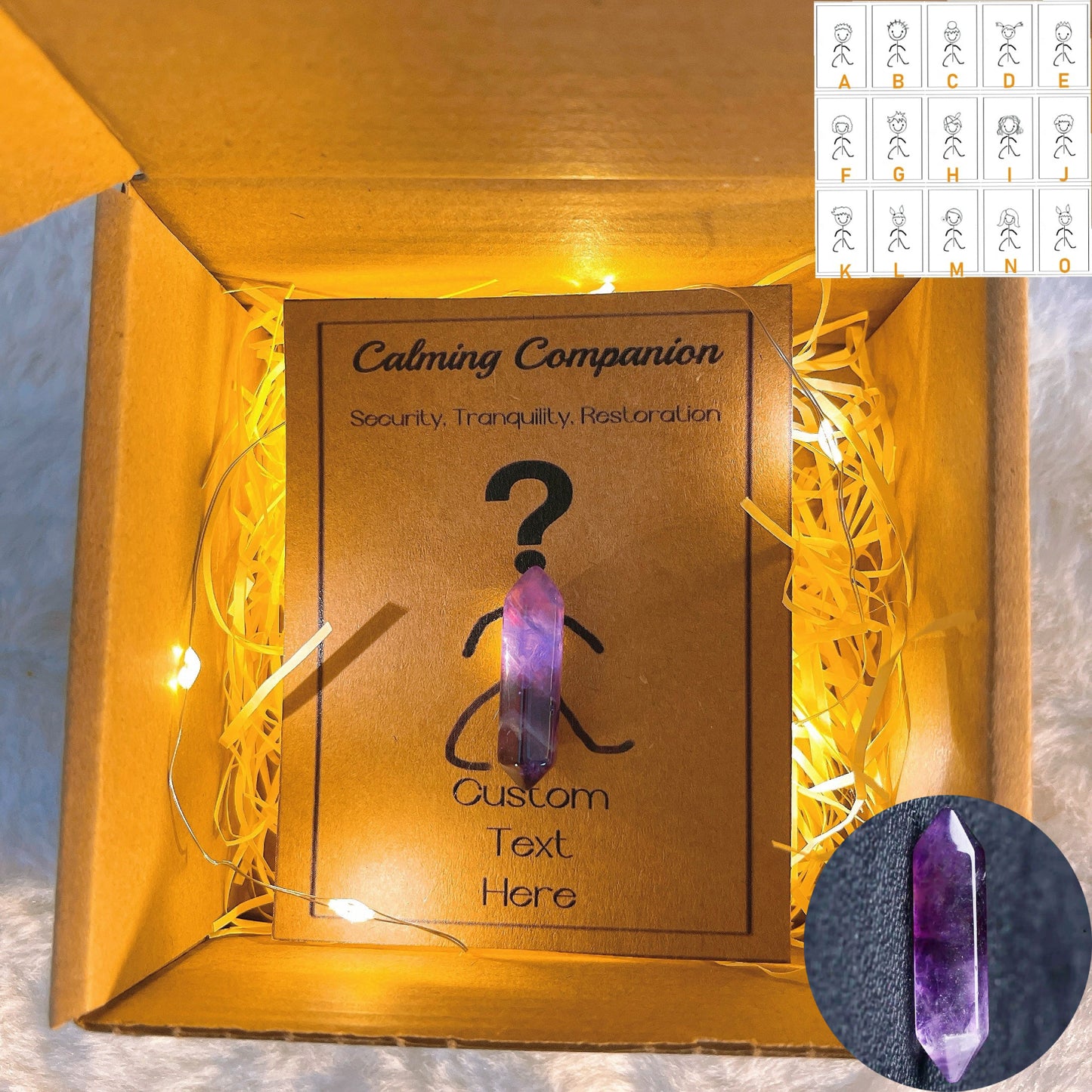 客製化頭像水晶祝福小夥伴 - 6句正向肯定語)任選,15款頭像可供挑選,個人化靈性禮物,象徵親情、智慧、療癒的紫水晶,以及帶來幸運能量的護身符