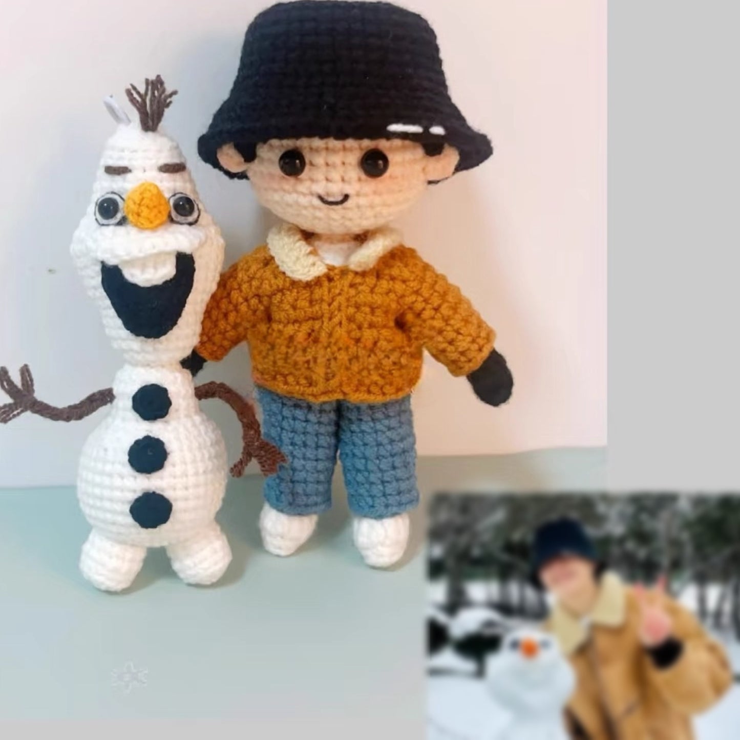 Poupée au crochet personnalisée (28 cm) - Amigurumi personnalisé pour garçon/fille/diplômé - Service de création de poupées photo - Cadeau unique pour anniversaire, mariage, remise de diplôme, Saint-Valentin