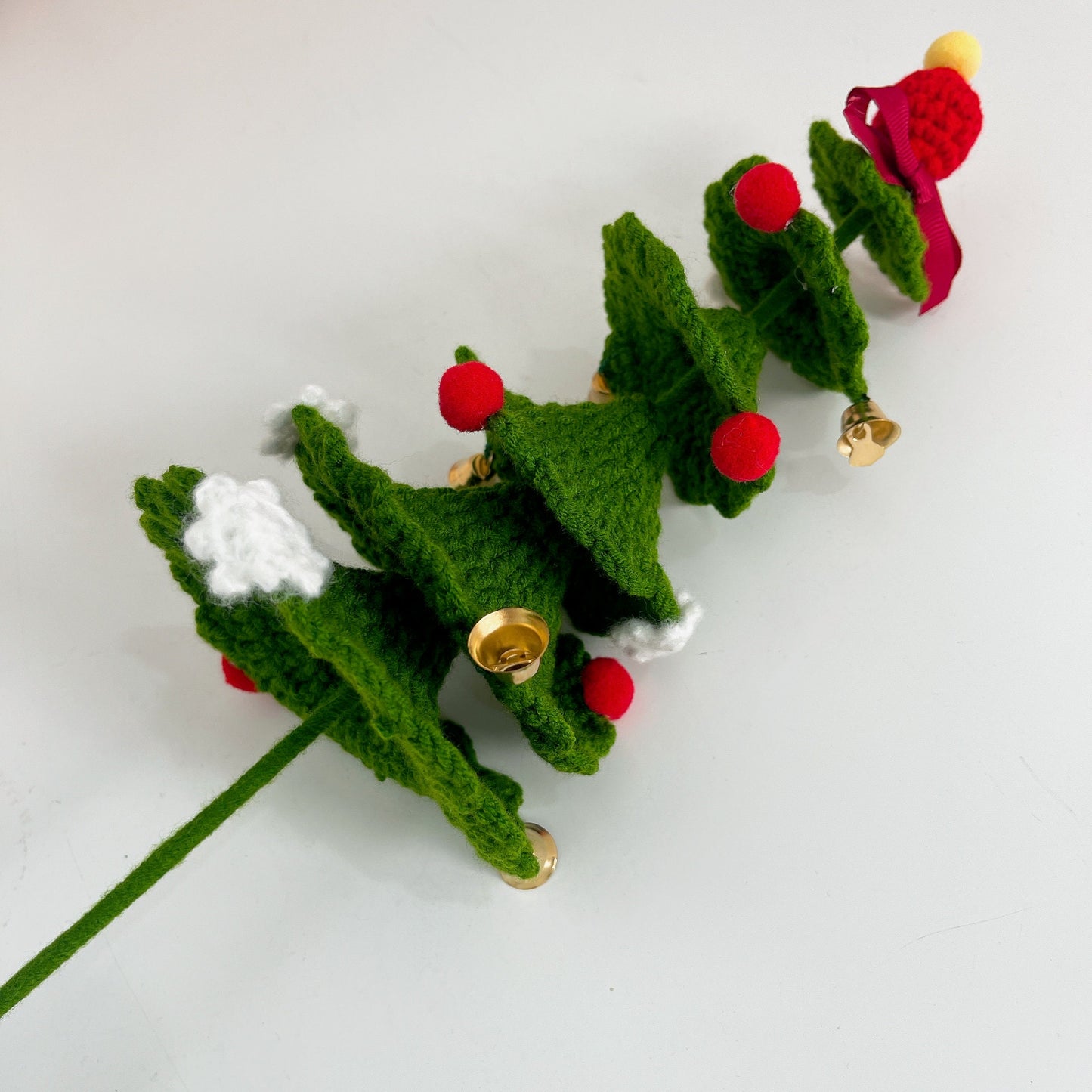 Christmas Pine Tree Crochet, LED Light, Glass Dome, Stake, Yarn Handmade Indoor Decoration, Xmas July, Holiday Festive, Centerpiece, Fathers