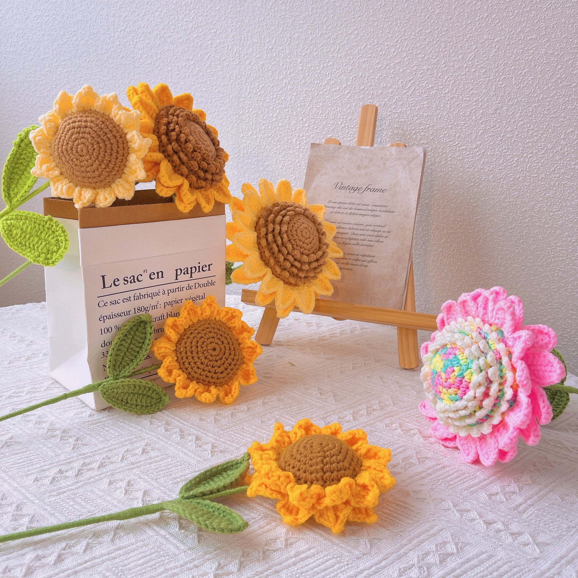 Handmade Crochet Sunflowers - Forever Perfect Yarn Craft for Home Decor & Gift Ideas. Bright, Cheerful Symbolic Flower to Brighten Your Day
