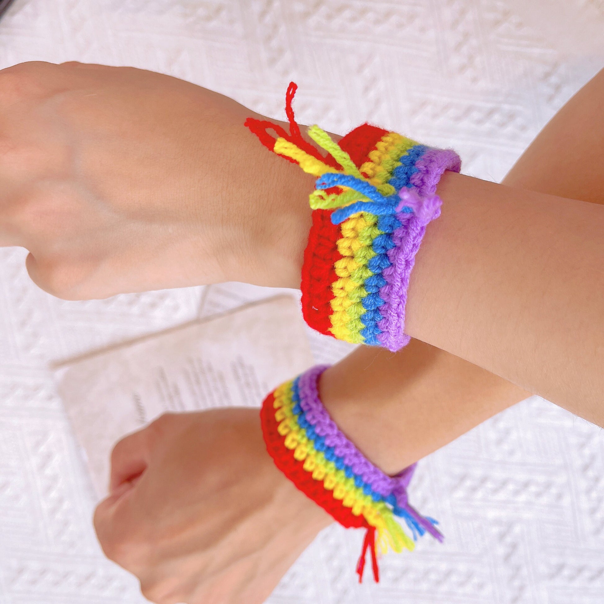 2Pcs LGBTQIA+ Rainbow Pride Crochet Handmade Wristband - Couple Bracelet, Pride Gift, Friendship Bracelet for Men and Women, LGGT Festival