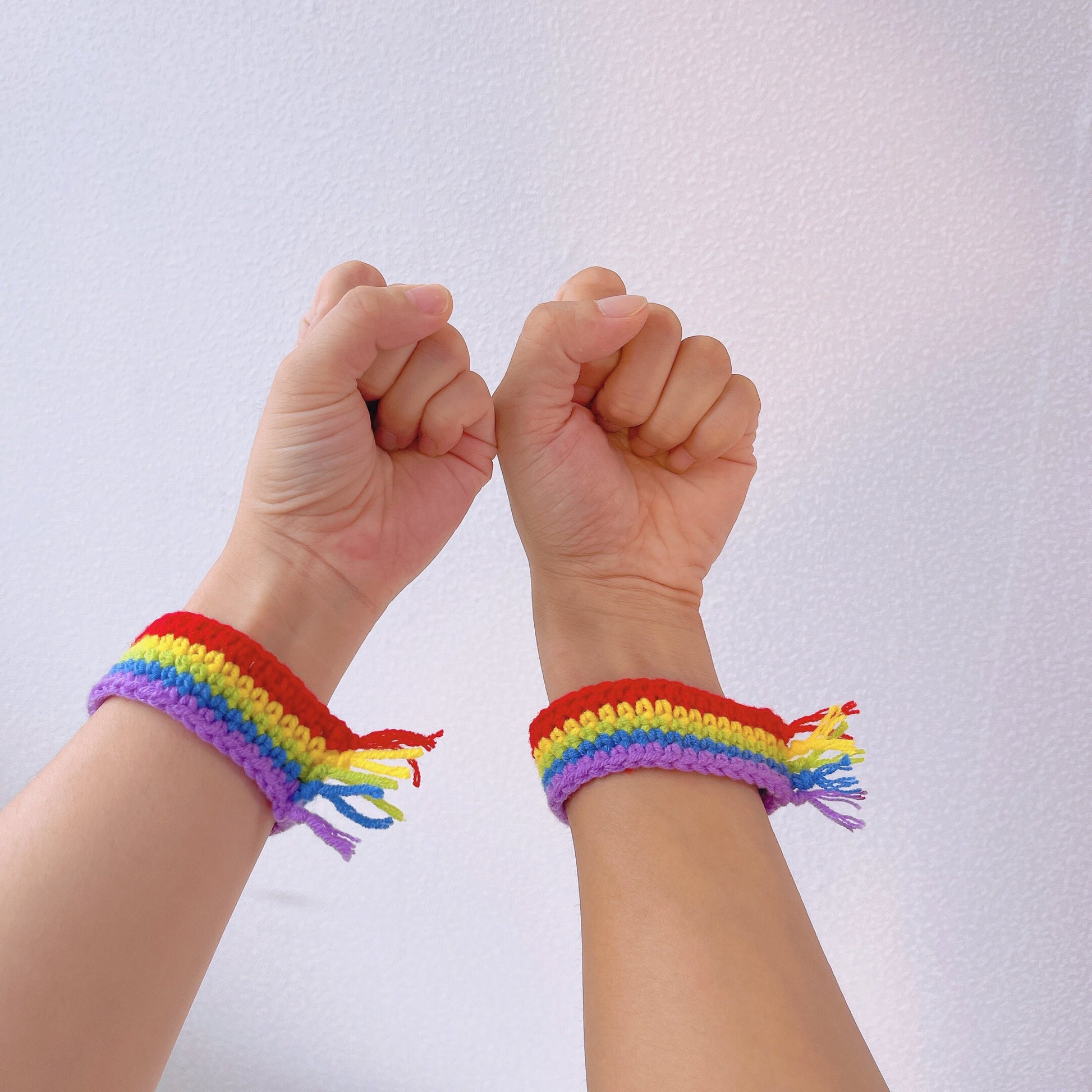 2Pcs LGBTQIA+ Rainbow Pride Crochet Handmade Wristband - Couple Bracelet, Pride Gift, Friendship Bracelet for Men and Women, LGGT Festival