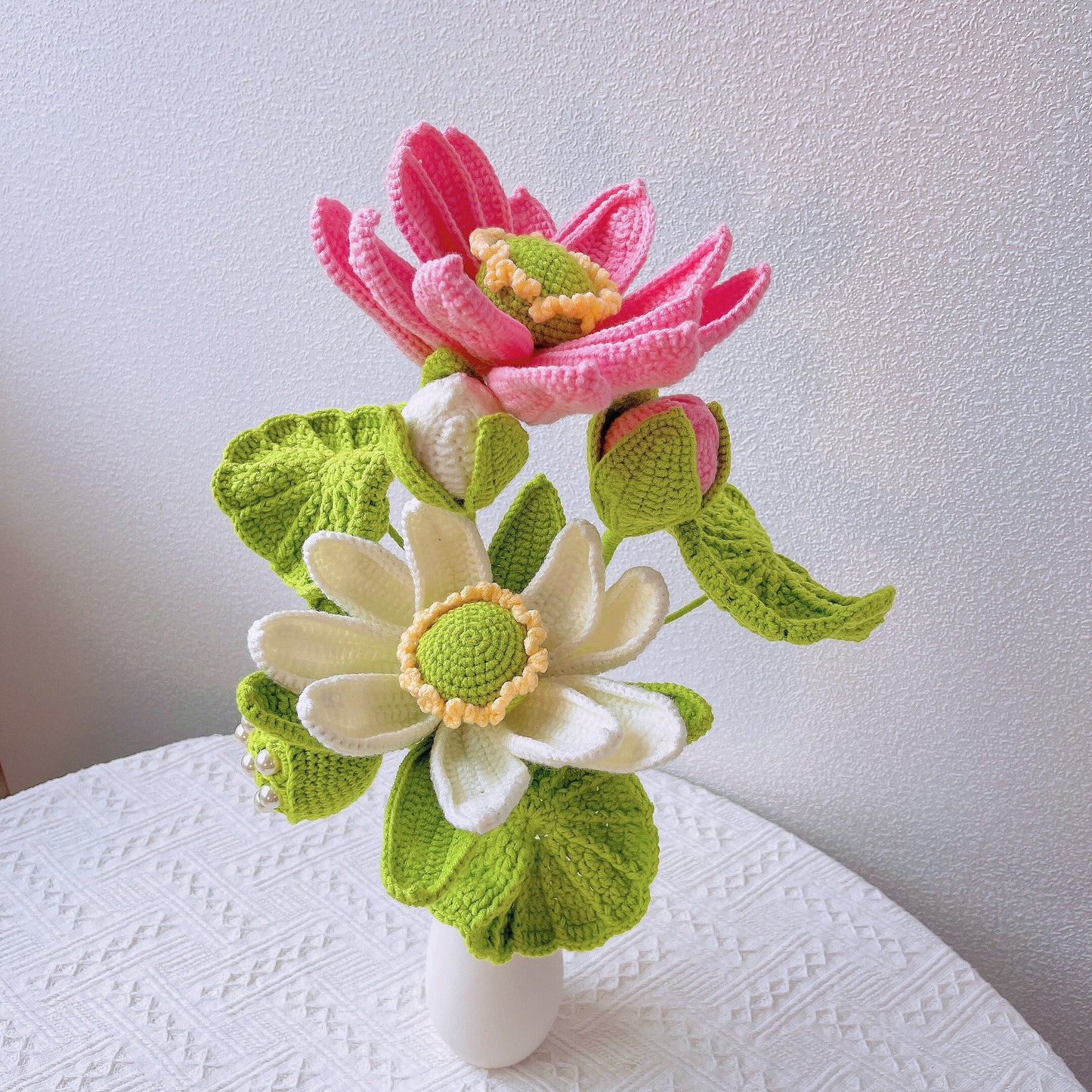Crochet Lotus Blooms Collection - Craft and DIY Space, Cozy Home Decor, Flowers for Vase, Crochet Inspiration, Unique Centerpiece, Design