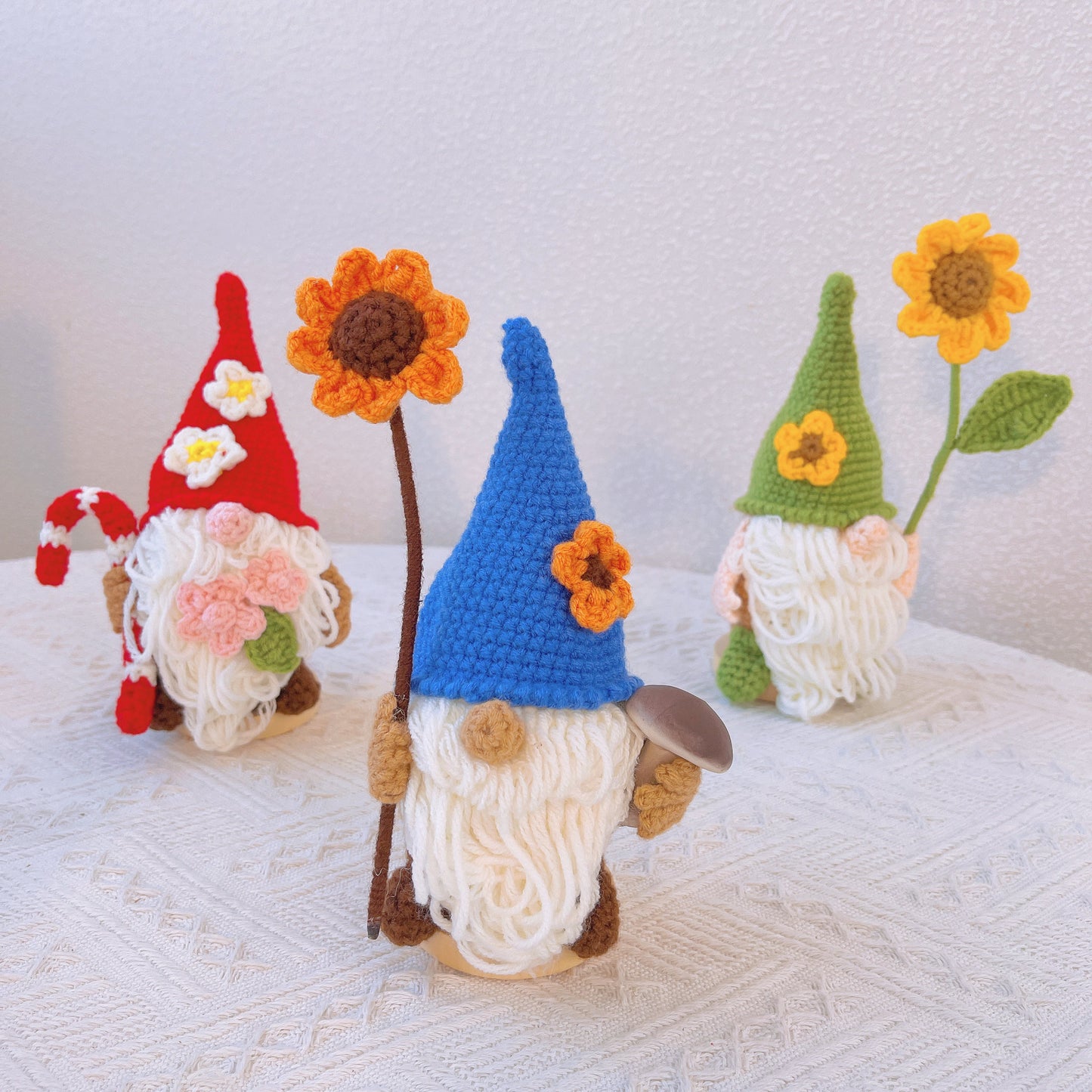 Handmade Crochet Gnomes with Stand for Decor Gifts - Nordic Figurines with Adorable Design, Perfect for Christmas, Holidays and Collector