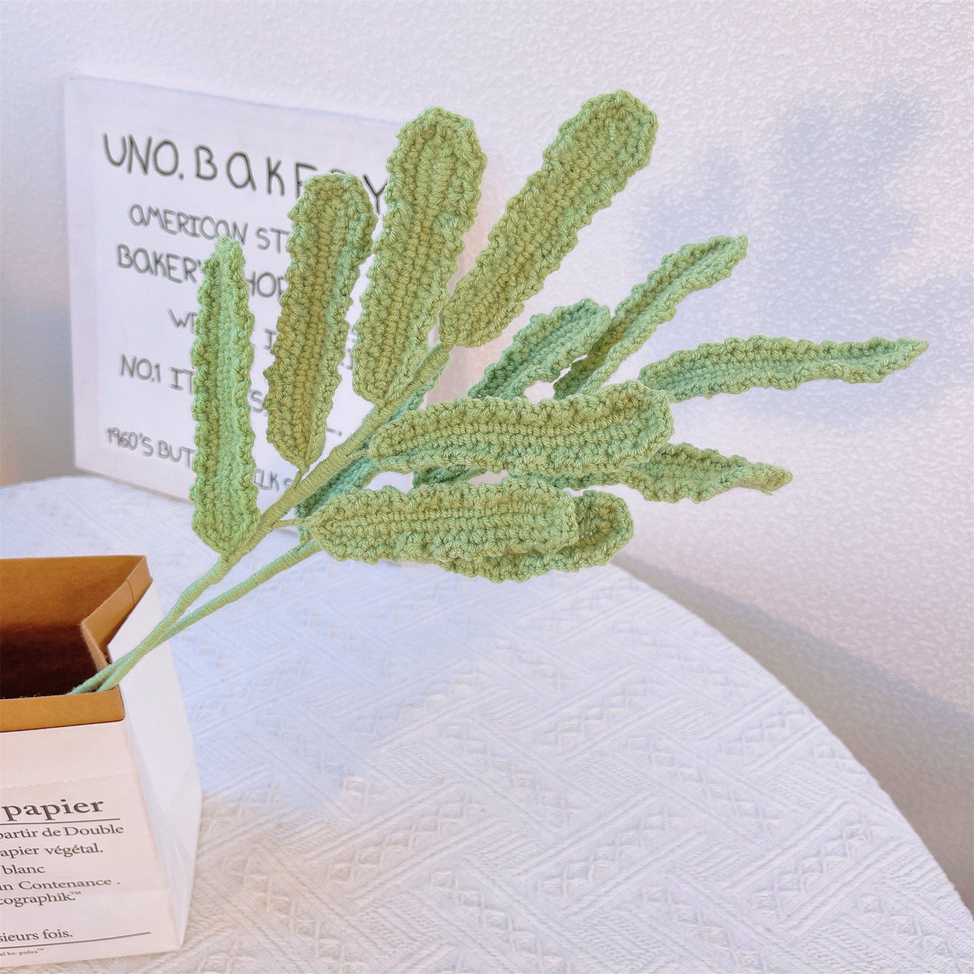 Handmade Crochet Daisy Leaves Delight Plant Stake for Home Decoration and DIY Plant Crafts - Centerpiece, Workspace, Flower Arrangement