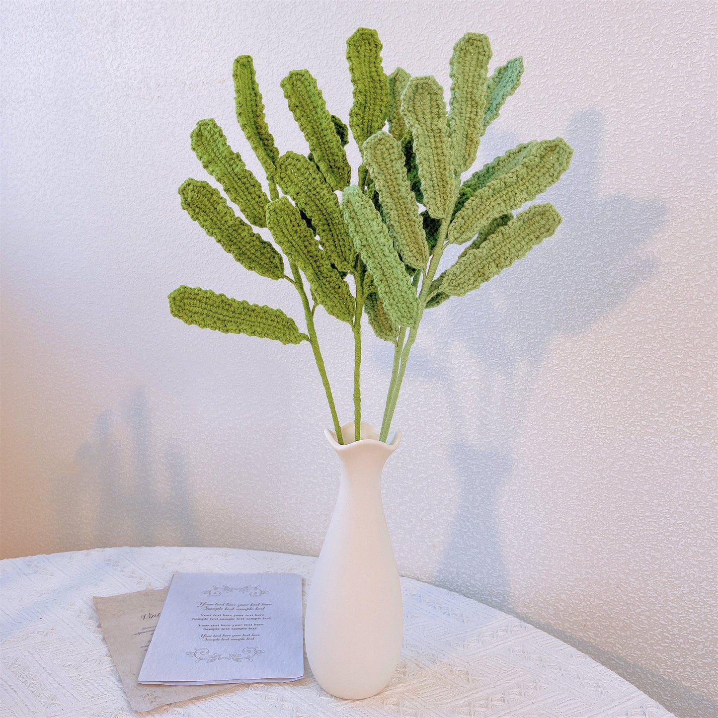 Handmade Crochet Daisy Leaves Delight Plant Stake for Home Decoration and DIY Plant Crafts - Centerpiece, Workspace, Flower Arrangement