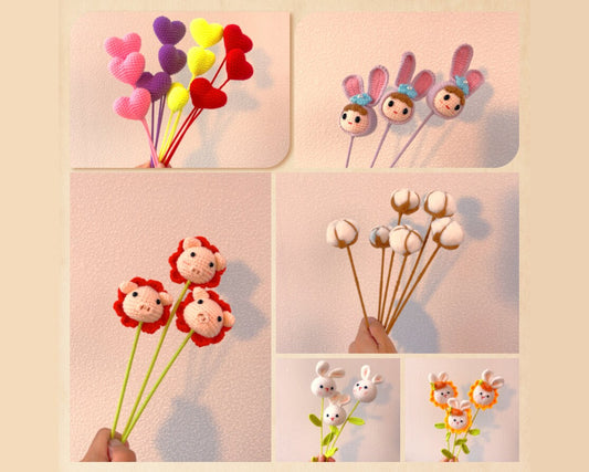 Playful Crochet Decorative Plant Pals - Gift for Plant Lovers, Adorable Decor, Gift for Birthday, Handmade Crochet, Decorative Plant Markers