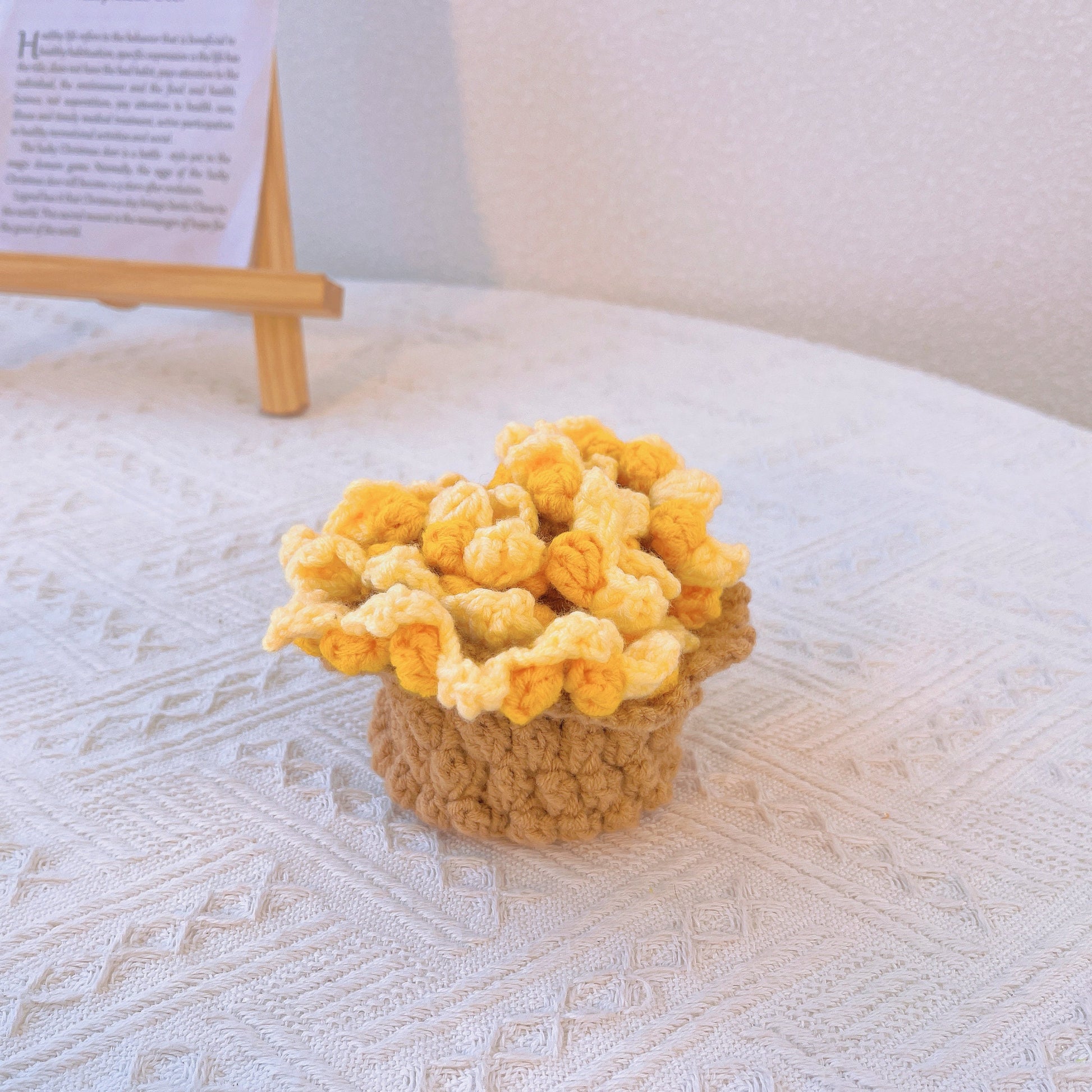 Handmade Crochet Sunflower Coaster in a Basket Set - Drink Mats, Table Protection, Kitchen Accessories, Housewarming Gift, Coasters Pot