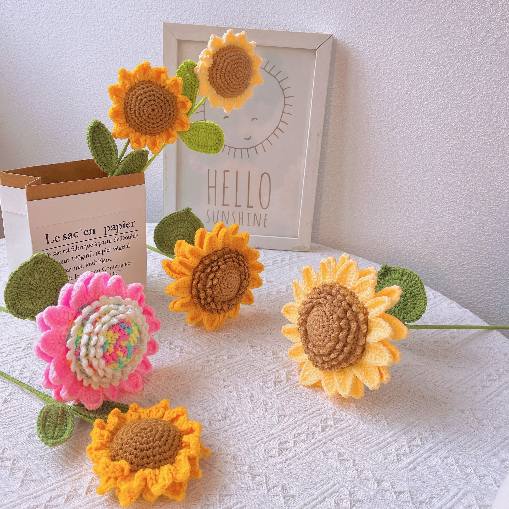 Handmade Crochet Sunflowers - Forever Perfect Yarn Craft for Home Decor & Gift Ideas. Bright, Cheerful Symbolic Flower to Brighten Your Day